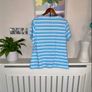 Blue and white striped ladies' cotton T-shirt from Dunne Stores Image 5