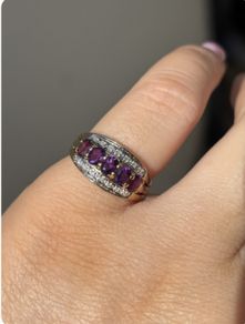 9ct Amethyst and Diamond Vintage Ring
