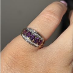 9ct Amethyst and Diamond Vintage Ring
