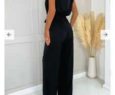 Black Tie Waist Wide Leg Jumpsuit, size 8
