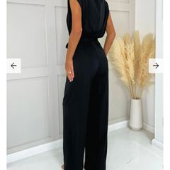Black Tie Waist Wide Leg Jumpsuit, size 8