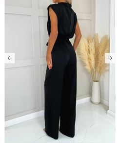 Black Tie Waist Wide Leg Jumpsuit, size 8