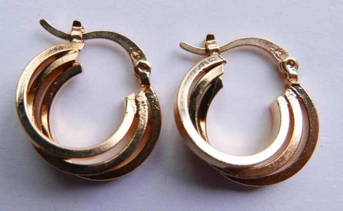 Vintage Gold Plated Triple Hoop Earrings