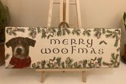 AS NEW Wooden Merry Woofmas Sign