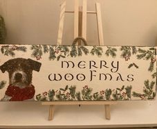 AS NEW Wooden Merry Woofmas Sign