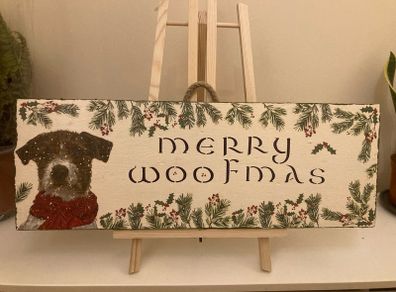 AS NEW Wooden Merry Woofmas Sign