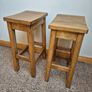 Pair of Vintage Solid Oak School Lab Stools Image 3
