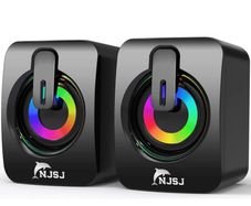 2.0 Wired Mini Speaker for PC,USB Powered 3.5 mm AUX,LED Light Up RGB Gaming Speakers for Computer,Laptop,Phone,Monitor (FREE POSTAGE)