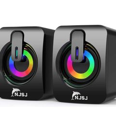 2.0 Wired Mini Speaker for PC,USB Powered 3.5 mm AUX,LED Light Up RGB Gaming Speakers for Computer,Laptop,Phone,Monitor (FREE POSTAGE)