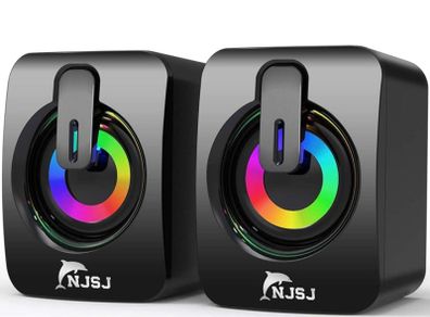 2.0 Wired Mini Speaker for PC,USB Powered 3.5 mm AUX,LED Light Up RGB Gaming Speakers for Computer,Laptop,Phone,Monitor (FREE POSTAGE)