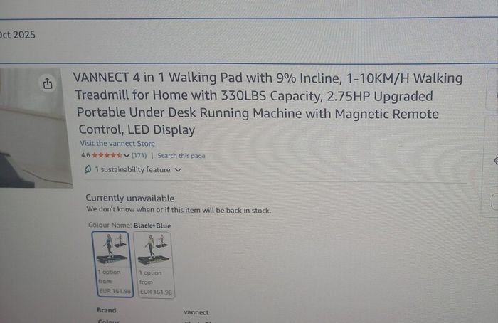 Treadmill for home with 33OlBS capacity 2 75 HP upgraded portable under desk running machine  with  magnet. REMOTE CONTROL,LED REPLAY. COLOUR BLACK-BLUE .HARDLY USED BOUGHT FEW  MONTHS AGO.