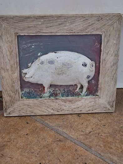 Hand Painted Ceramic Pig Plaque