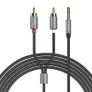 Brand New Hoco UPA10 Double Lotus RCA to 3.5mm Audio Cable Metal Grey Image 2