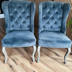 Grey wing back chairs