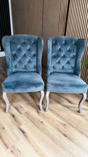 Grey wing back chairs