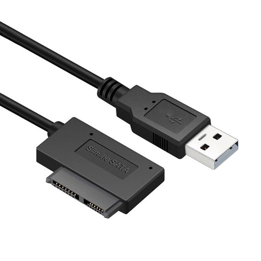 USB 2.0 to Slimline SATA (7+6) 13Pin Laptop/Notebook CD/DVD Drive Convertor Adapter Cable (Brand New/Warranty)