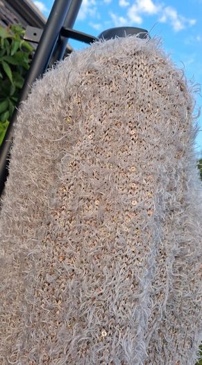 Beige Fuzzy Chenille with Gold Iridescent Sequins Jumper