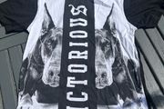 Black &amp; White dog print hoody t-shirt - Size 158/Approx Age 12-13 yrs