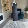 Brand New with Tags: Gallery Grey Metallic Lace Cowl Neck Dress Image 8