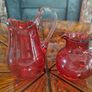 Antique Victorian Cranberry Glass jugs Image 2