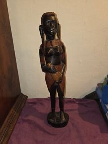 Large carved wooden African Woman Statue
