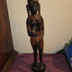Large carved wooden African Woman Statue