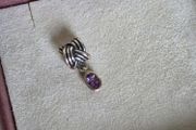 Pandora sterling silver &amp; purple amethyst tied together charm very good condition