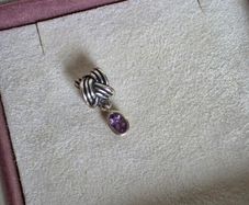 Pandora sterling silver & purple amethyst tied together charm very good condition