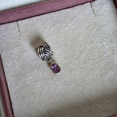 Pandora sterling silver & purple amethyst tied together charm very good condition
