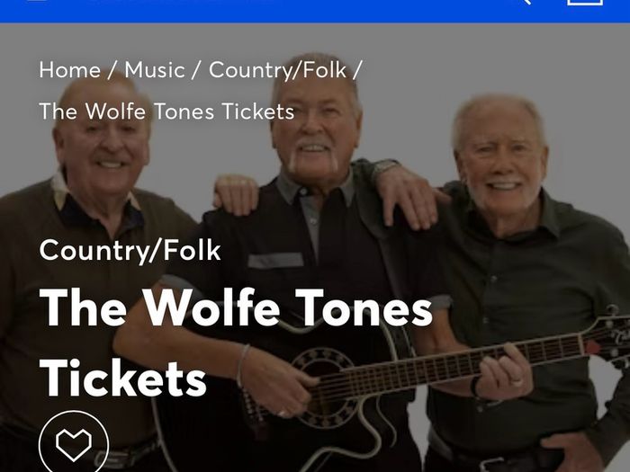 Wolfe Tones 4/07/26 2 tickets seated