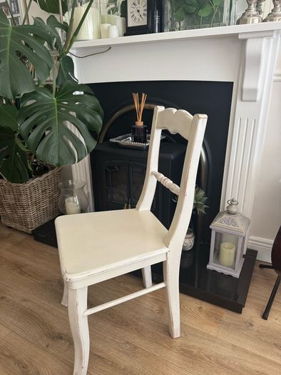 Shabby Chic off white solid wood chair