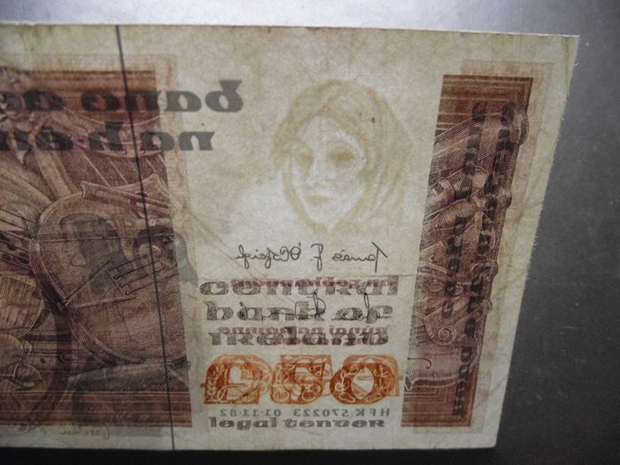 1982 Central Bank of Ireland 50 Pounds note. B Series