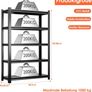 Heavy Duty Metal Shelf 183x90x40 cm with 5 Adjustable Metal Shelf Garage Shelving Units,Racking for Garage,Storage Shelf for Cellars & Workshops,Load capacity up to 1000 kg,Black Image 3