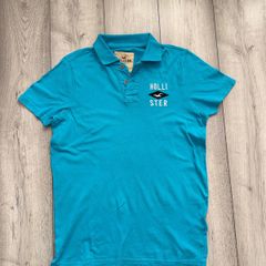 Hollister Mens Turquoise Blue Diamond Logo Polo Shirt (Size L)