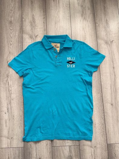 Hollister Mens Turquoise Blue Diamond Logo Polo Shirt (Size L)