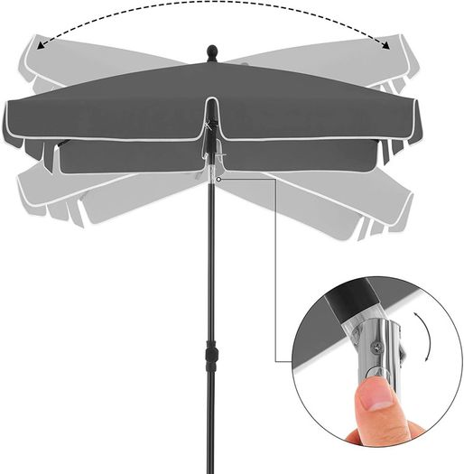 _Balcony Parasol, Rectangular Garden Umbrella, UV Protection up to UPF 50, Folding Umbrella with PA Coating for Garden Patio, without Stand