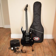 Black Electric Guitar by ESP (MH-10) complete with Guitar Amplifier & Cables