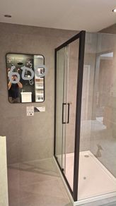 X display shower door shower tray  and mirror