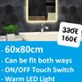 LED Bathroom Mirror 60x80cm Touch Switch Makeup Bright Cosmetic Illuminated Vanity Ensuite Image 4
