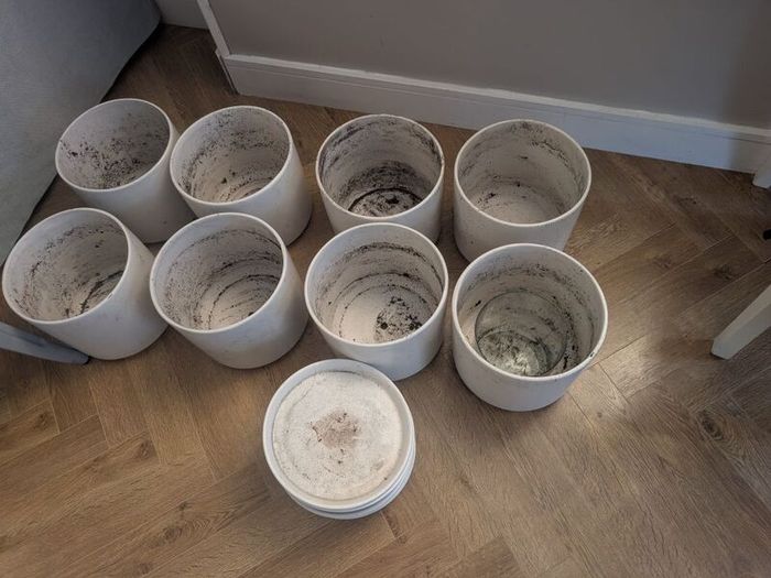 ceramic flower pots with plates x 8