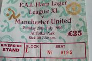 Man United vintage ticket 1996