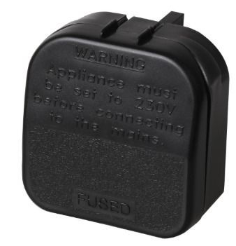 2 Pin USA to UK Converter Plug, 10A, Black