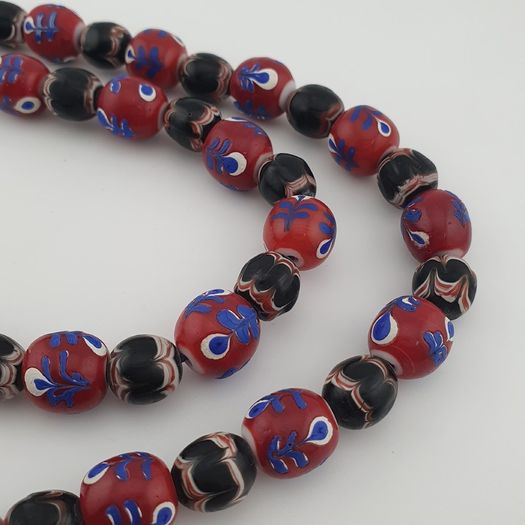 Antique Venetian Style Floral & Trade Glass Beads Necklace