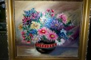 Large framed oil painting on canvas