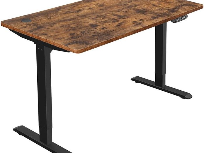 Electric Desk, Height-Adjustable, Desk Stand, Table Frame with Motor, 120 x 60 x (73-114) cm, Steel, Vintage Brown/Black,