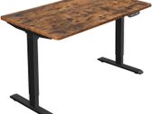 Electric Desk, Height-Adjustable, Desk Stand, Table Frame with Motor, 120 x 60 x (73-114) cm, Steel, Vintage Brown/Black,
