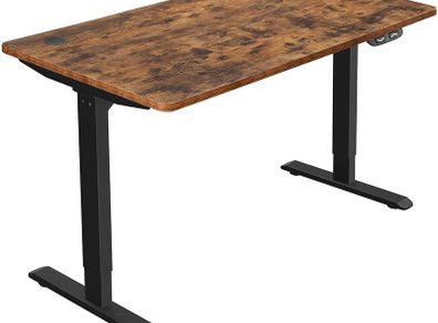 Electric Desk, Height-Adjustable, Desk Stand, Table Frame with Motor, 120 x 60 x (73-114) cm, Steel, Vintage Brown/Black,