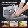 Commercial Stainless Steel Hand Wash Sink with Faucet, Wall-Mounted Utility Basin, 17 x 12.8 Inch for Restaurant, Kitchen, Bar, Garage & Home Image 6