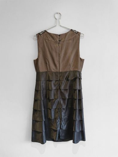 Pre Owned Next Bronze & Brown Embellished Tiered Cocktail Dress