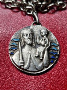 1960's Saint Christopher Medal on chain by Jean balme